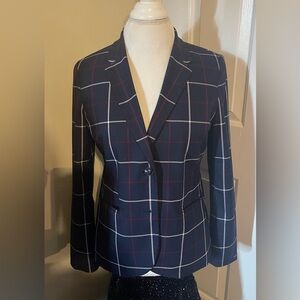 Tommy Hilfiger Women's Navy and Red Plaid Blazer